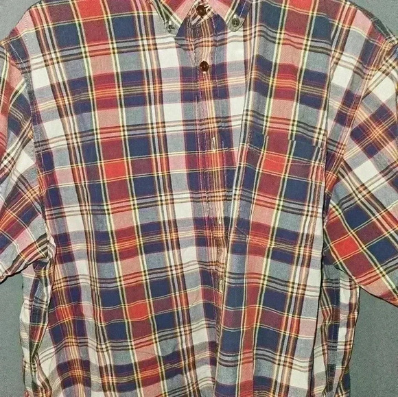 Lands End Mens Short Sleeve Plaid Shirt Size L - Picture 8 of 11